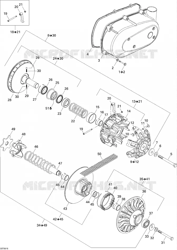 Motor transmissieriem en poelie