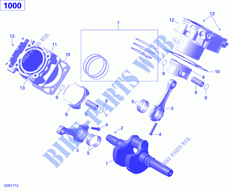 Krukas, zuiger en cilinder voor Can-Am OUTLANDER MAX 1000R 2018