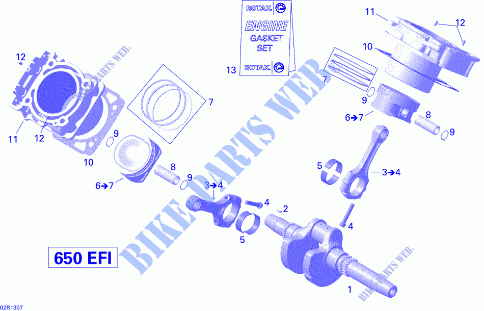 Krukas, zuiger en cilinder voor Can-Am OUTLANDER  X MR 650 2013