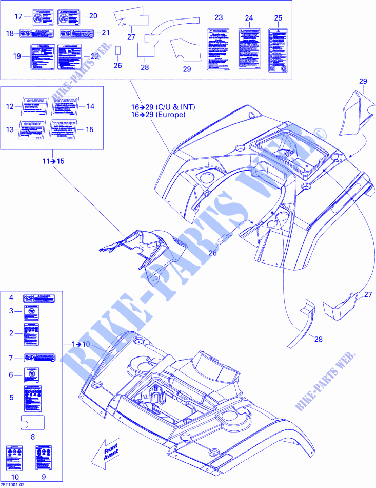 Kit voor spatbord en middenpaneel voor Can-Am OUTLANDER MAX 400 2010