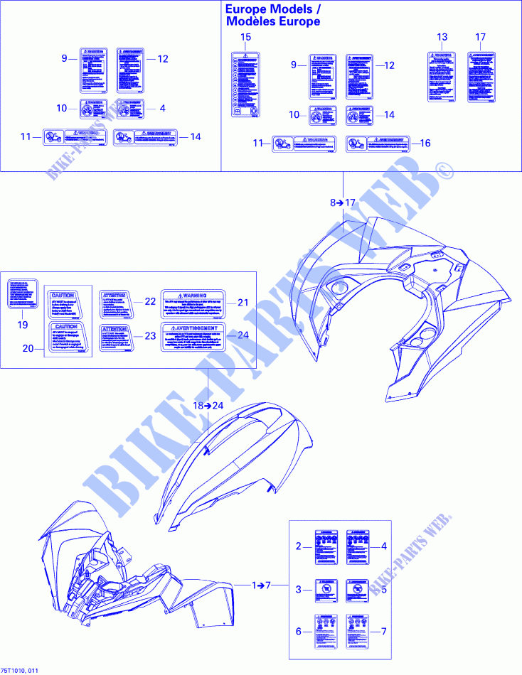 Kit voor spatbord en middenpaneel voor Can-Am RENGADE X XC 800R 2010