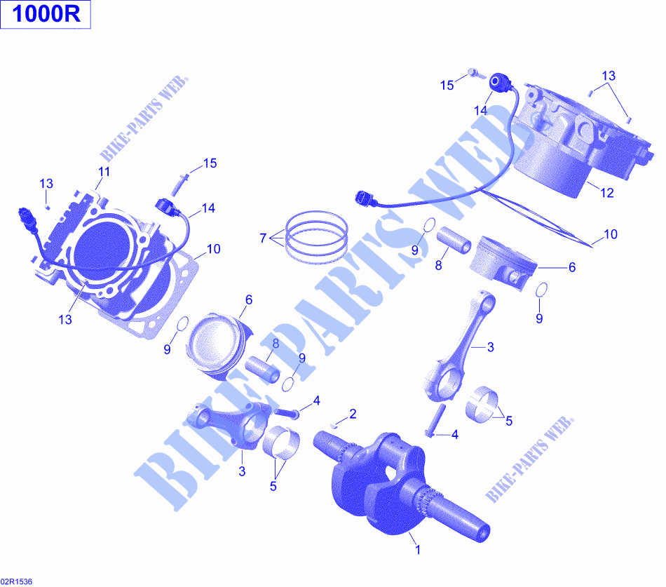 Krukas, zuiger en cilinder voor Can-Am MAVERICK XDS-DPS 1000 2015