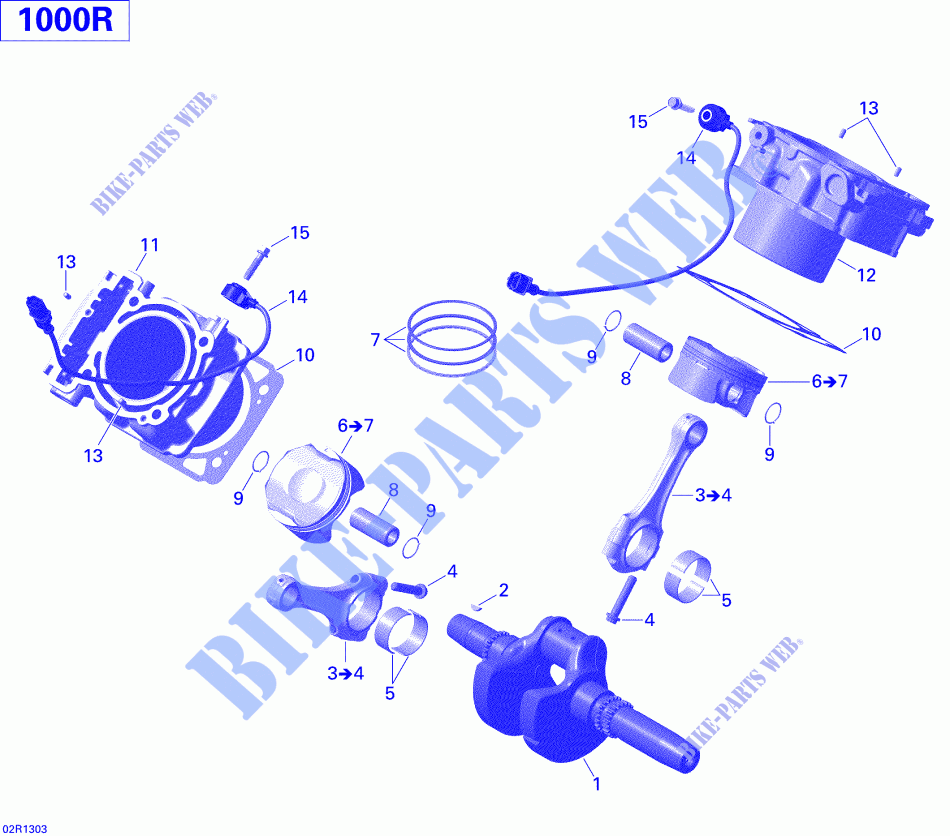 Krukas, zuiger en cilinder voor Can-Am MAVERICK 1000 2013